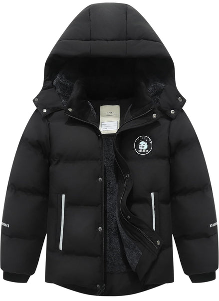 Kids Boys’ Waterproof Puffer Jacket – Warm Fleece Lined Hooded Winter Coat