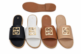 Women Luxury Slide Sandals – Gold Bird Ring Design (Sizes 37–42)