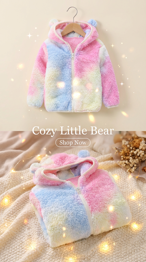 Toddler Bear Ear Hoodie - Fleece Winter Jacket for Boys & Girls _ AURORE LUXURE