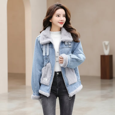 Women's Winter Denim Jacket - Fleece Lined Warm Coat | AURORE LUXURE