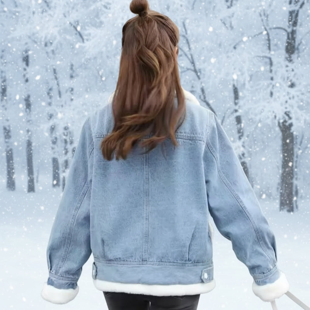 Women's Winter Denim Jacket - Fleece Lined Warm Coat | AURORE LUXURE