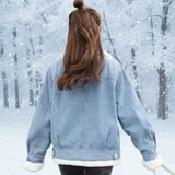 Women's Winter Denim Jacket - Fleece Lined Warm Coat | AURORE LUXURE