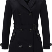 Women's Waterproof Trench Coat - Classic Belted Lapel Coat | AURORRE LUXURE