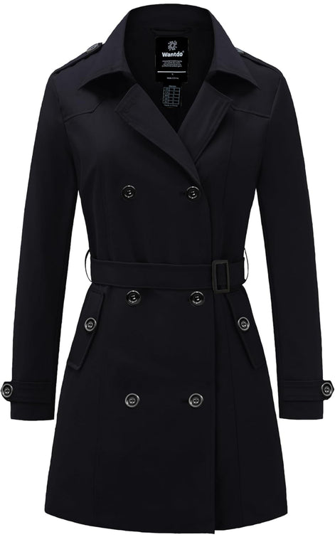 Women's Waterproof Trench Coat - Classic Belted Lapel Coat | AURORRE LUXURE