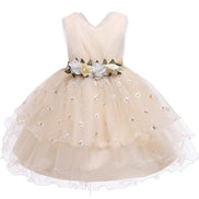 Lovely cream dress with layered tulle for kids, part of the Baby Girls Dresses Summer series.