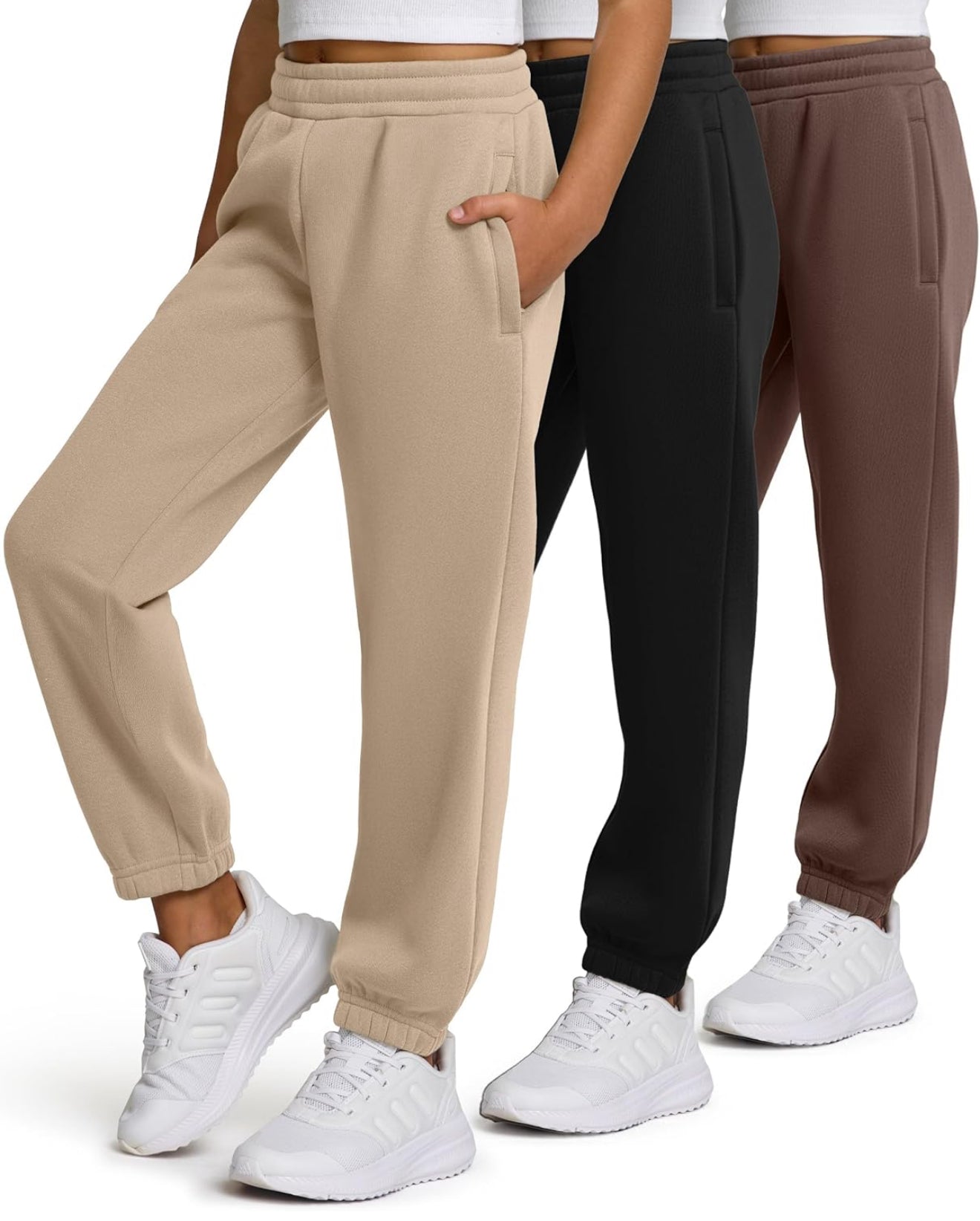 Girls 3-Pack Sweatpants - Fleece Joggers with Pockets | AURORE LUXURE