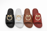 Women Luxury Slide Sandals – Gold Bird Ring Design (Sizes 37–42)
