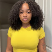 Afro Kinky Curly Glueless Wig 5x5 Bleached Knots Wear Go Wig Pre Cut HD Lace Front Wig 100% Kinky Curly Human Hair Wigs For Women