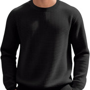 Men's Textured Knit Pullover - Casual Crewneck Waffle Sweater | AURORE LUXURE