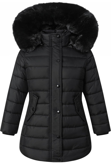Girls’ Winter Waterproof Long Puffer Coat – Warm Kids Parka Jacket with Removable Hood