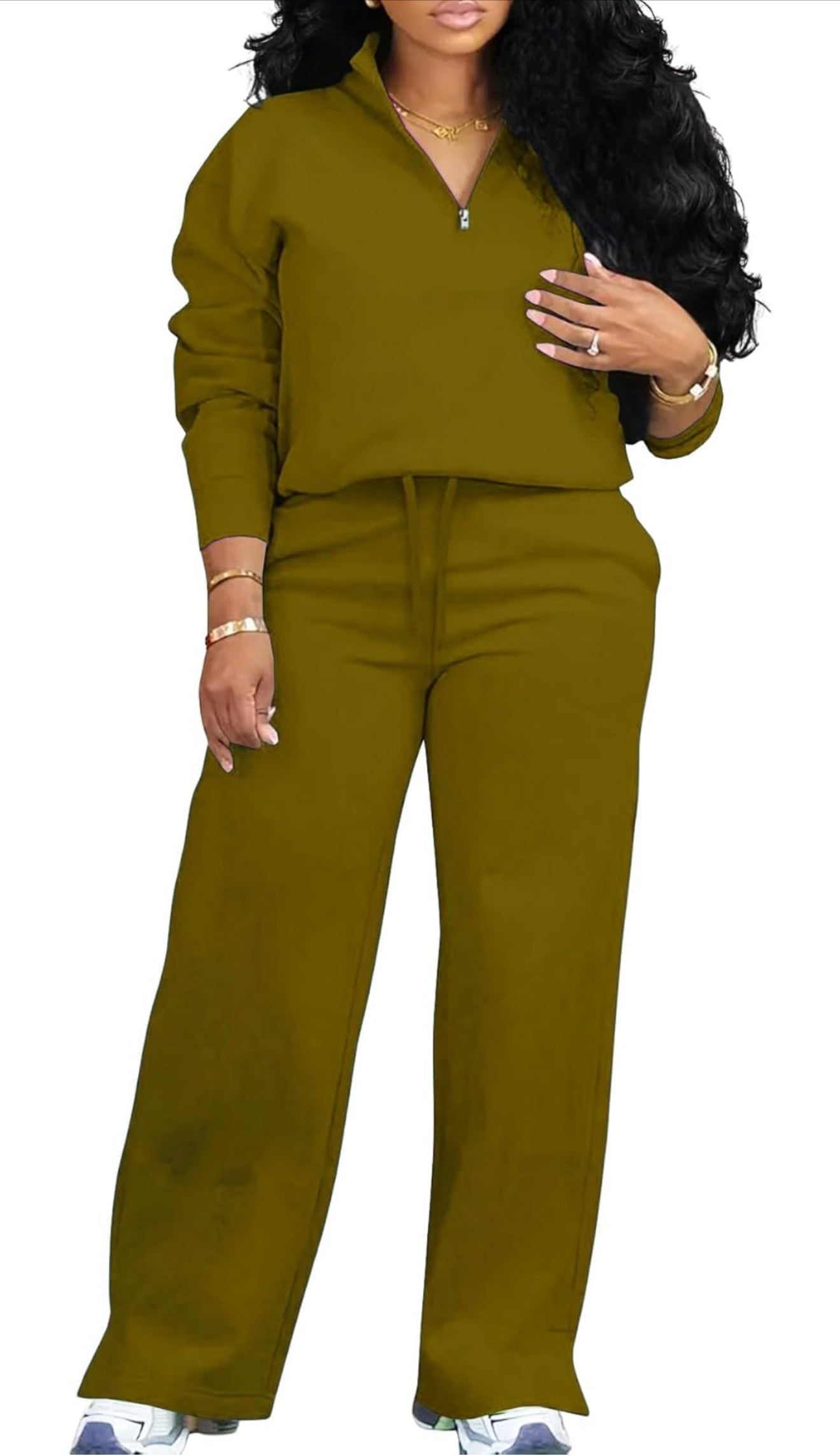 Women's 2 Piece Tracksuit - Oversized Half Zip Sweatsuit Set | AURORE LUXURE