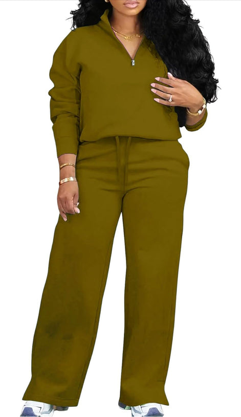 Women's 2 Piece Tracksuit - Oversized Half Zip Sweatsuit Set | AURORE LUXURE