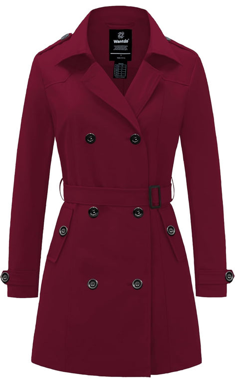 Women's Waterproof Trench Coat - Classic Belted Lapel Coat | AURORRE LUXURE
