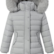 Girls’ Winter Waterproof Long Puffer Coat – Warm Kids Parka Jacket with Removable Hood