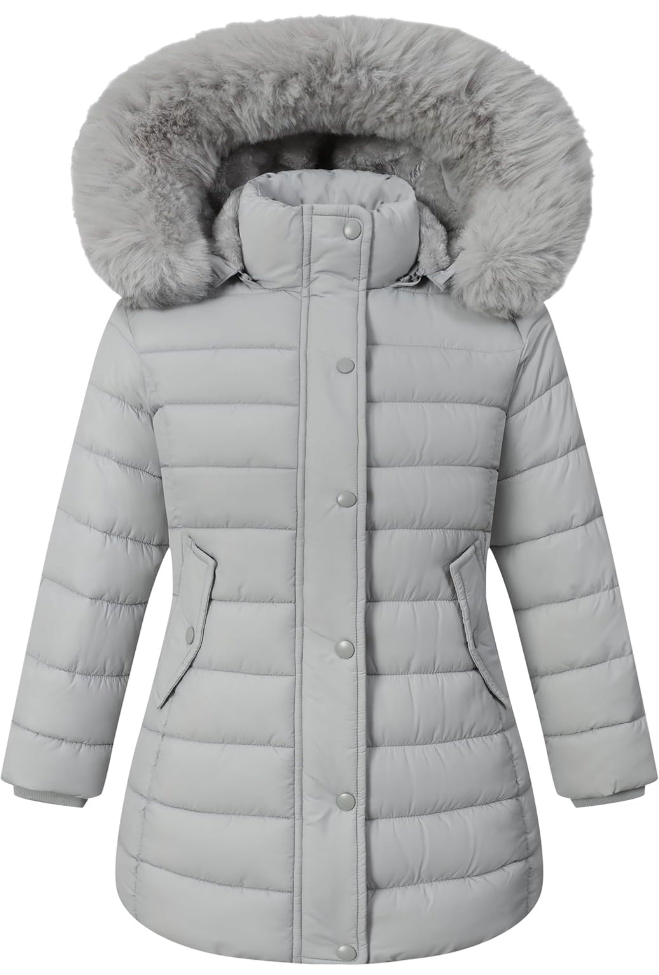 Girls’ Winter Waterproof Long Puffer Coat – Warm Kids Parka Jacket with Removable Hood