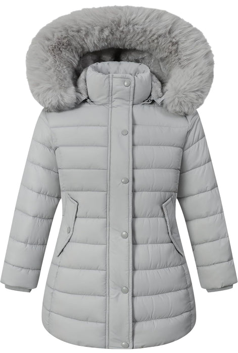 Girls’ Winter Waterproof Long Puffer Coat – Warm Kids Parka Jacket with Removable Hood