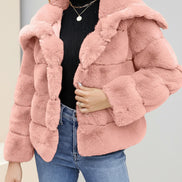 Womens Faux Fur Coat Fleece Cropped Jacket Long Sleeve Fur Coats Warm Winter Jackets 2025