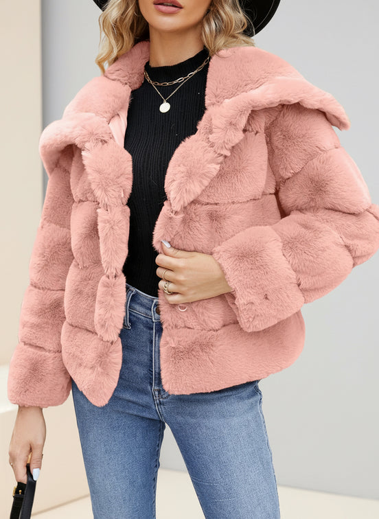 Womens Faux Fur Coat Fleece Cropped Jacket Long Sleeve Fur Coats Warm Winter Jackets 2025