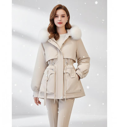 Women's Fleece Hooded Parka - Warm Winter Zipper Coat | AURORE LUXURE