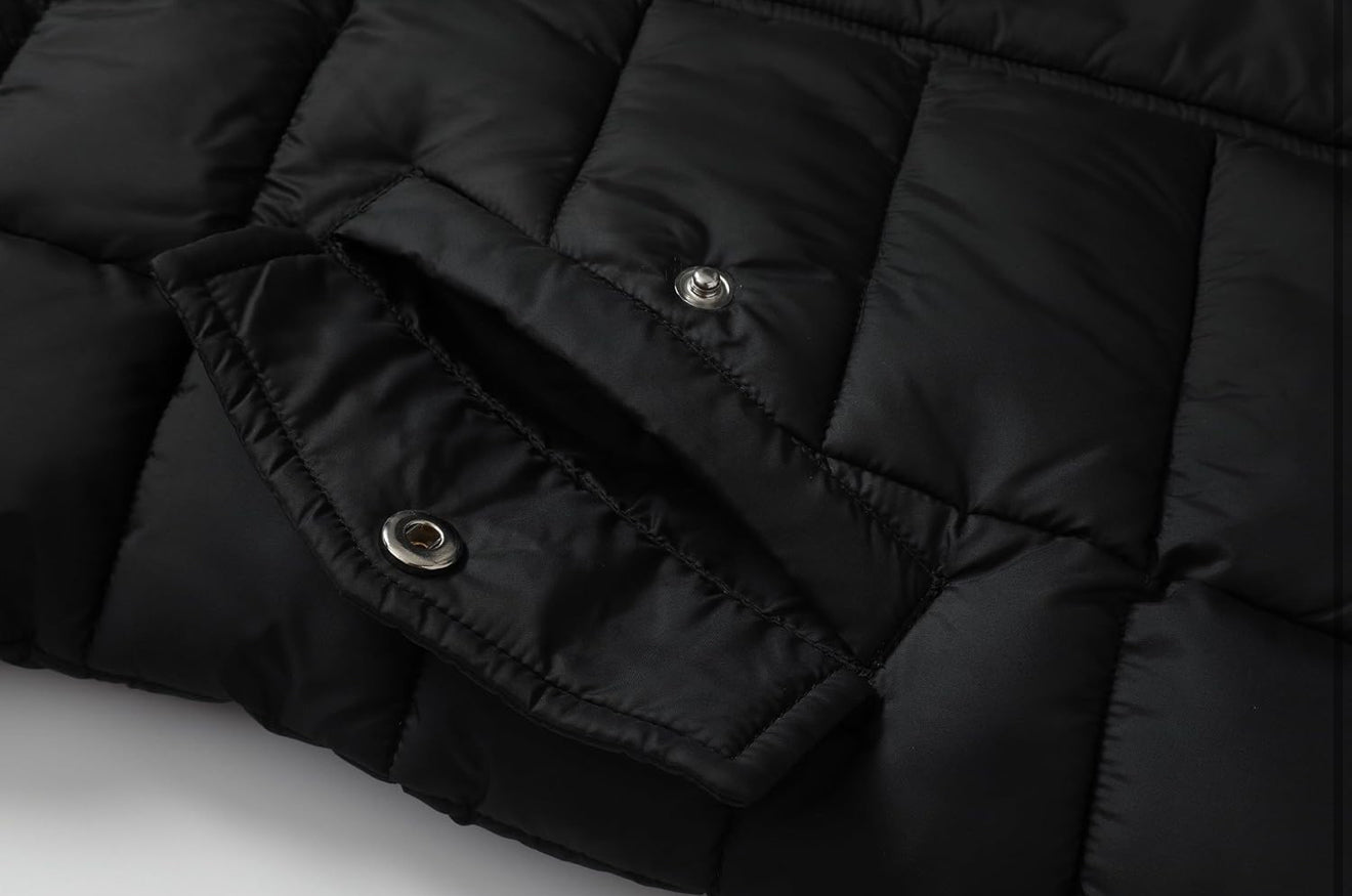 Girls’ Winter Waterproof Long Puffer Coat – Warm Kids Parka Jacket with Removable Hood