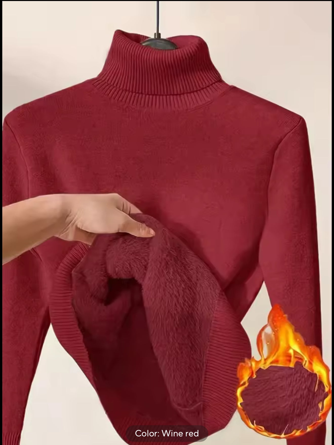 Women's Fleece Lined Turtleneck - Warm Long Sleeve Pullover Top