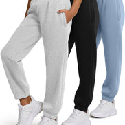 Girls 3-Pack Sweatpants - Fleece Joggers with Pockets | AURORE LUXURE