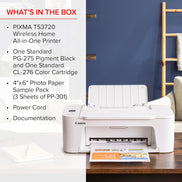 Canon PIXMA TS3720 Wireless All-in-One Printer for Basic Home Printing, White