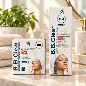B.B. Clear 5-in-1 Skincare Set – Facial Cream & Body Lotion with Vitamin C, AHA and SPF 15