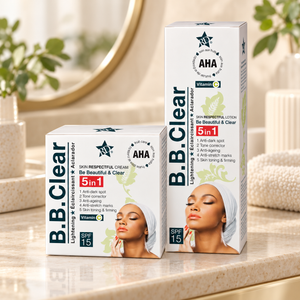 B.B. Clear 5-in-1 Skincare Set – Facial Cream & Body Lotion with Vitamin C, AHA and SPF 15