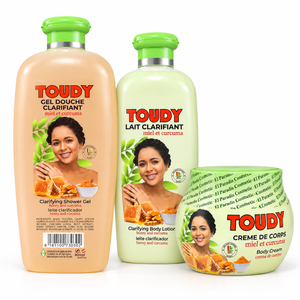 TOUDY Honey & Turmeric Complete Body Care Set – African Soap, Shower Gel, Body Lotion & Cream