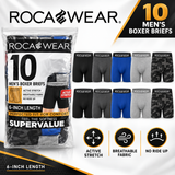 Rocawear Men’s Boxer Briefs, 10-Pack, 6-Inch Length, Active Stretch, Assorted Colors