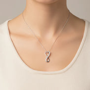 Delicate Diamond Infinity Heart 18” Pendant Necklace in Sterling Silver (1/10 ct. t.w.)”