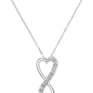 Delicate Diamond Infinity Heart 18” Pendant Necklace in Sterling Silver (1/10 ct. t.w.)”