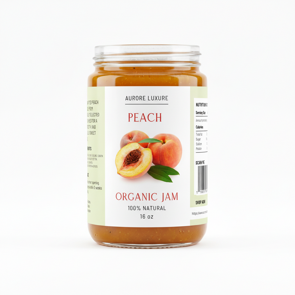 Peach Organic Jam – 100% Natirèl | 16 oz