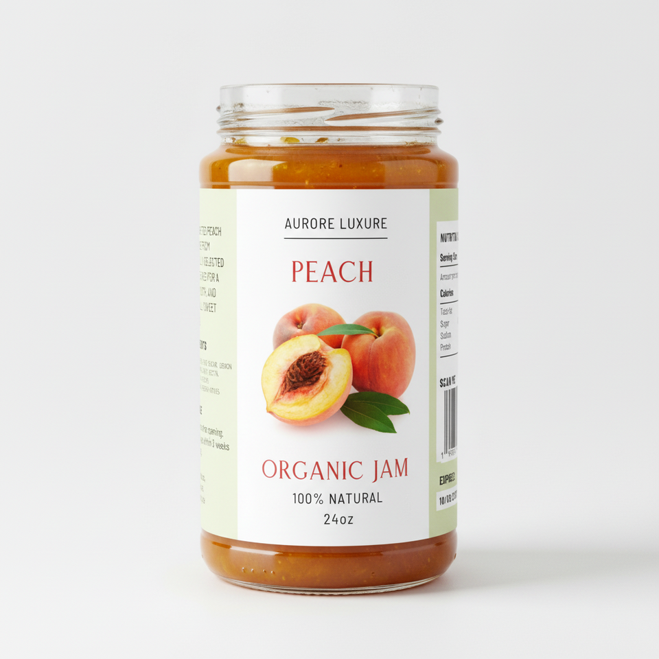 Peach Organic Jam – 100% Natirèl | 16 oz