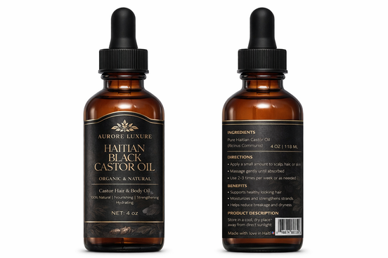 Aurore Luxure Haitian Black Castor Oil/ maskriti – Organic & Natural 100% Pure Castor Hair & Body Oil
