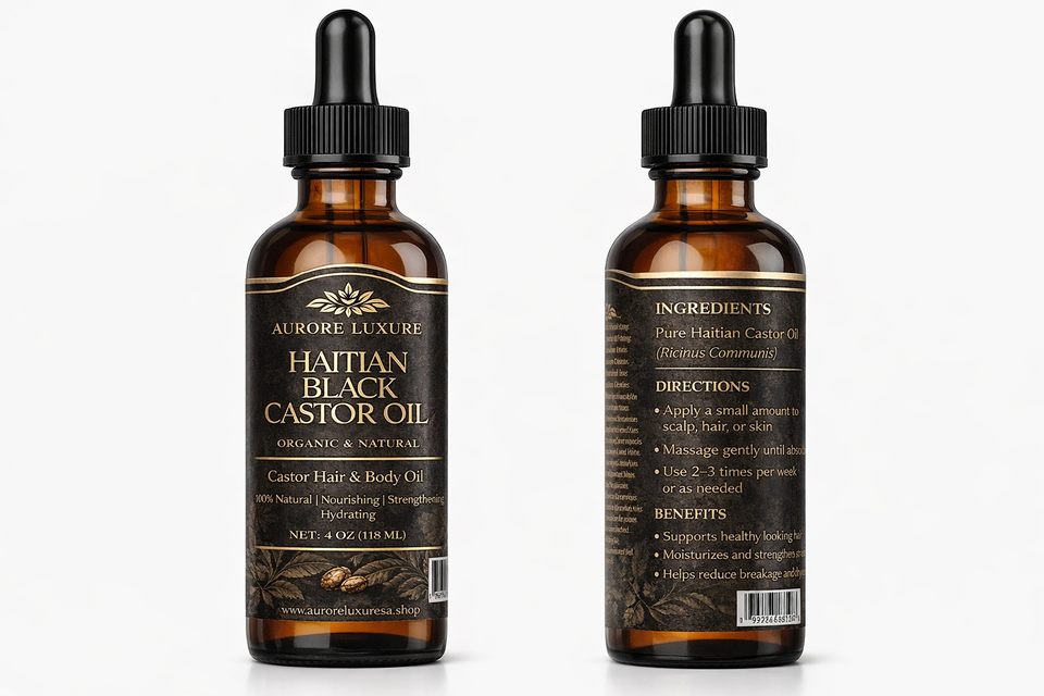 Aurore Luxure Haitian Black Castor Oil/ maskriti – Organic & Natural 100% Pure Castor Hair & Body Oil