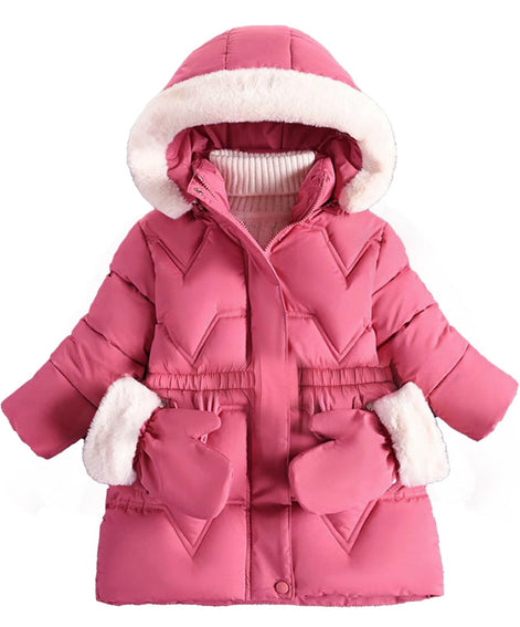 Toddler Girls Winter Puffer Coat - Warm Fur Lined Hooded | AURORE LUXURE