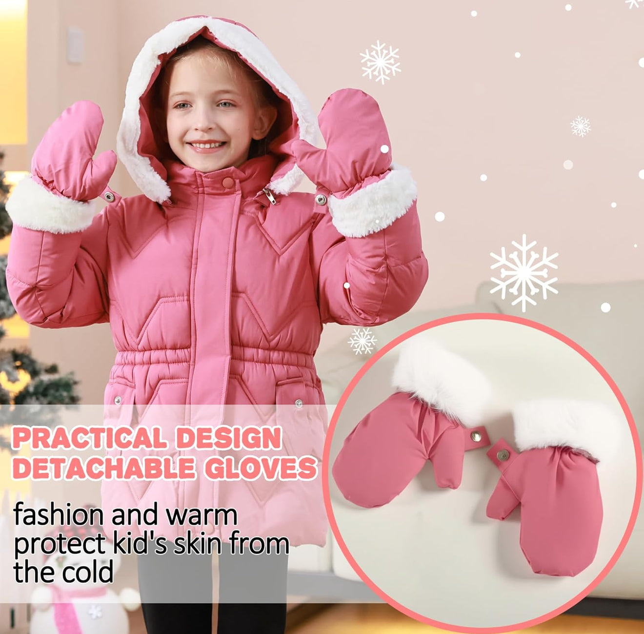 Toddler Girls Winter Puffer Coat - Warm Fur Lined Hooded | AURORE LUXURE