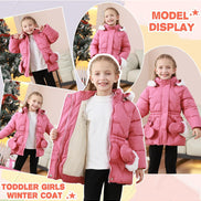 Toddler Girls Winter Puffer Coat - Warm Fur Lined Hooded | AURORE LUXURE