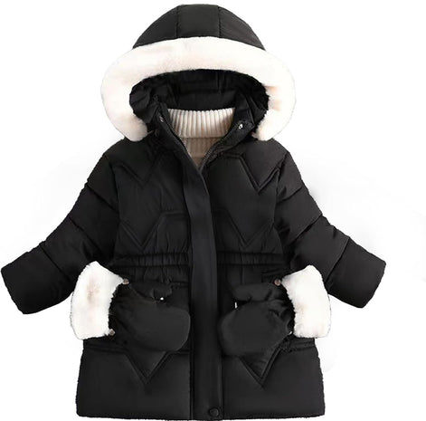 Toddler Girls Winter Puffer Coat - Warm Fur Lined Hooded | AURORE LUXURE