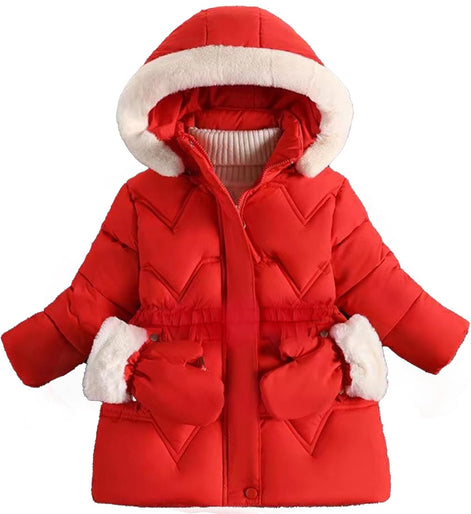 Toddler Girls Winter Puffer Coat - Warm Fur Lined Hooded | AURORE LUXURE