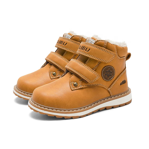 2025 New style boys' boots winter warm thickened and fleece mid-top snow boots for children casual workwear shoes