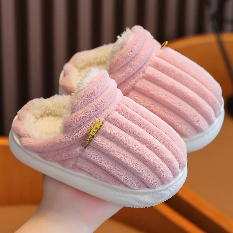 Kids Shoes Winter Outdoor Warm Antiskid Children's Slippers Indoor Furry Comfortable Home Girl Shoes