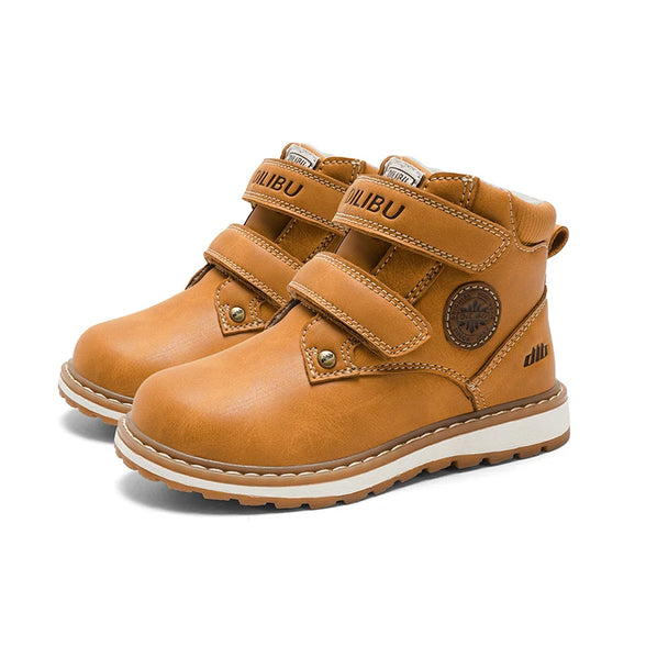 2025 New style boys' boots winter warm thickened and fleece mid-top snow boots for children casual workwear shoes