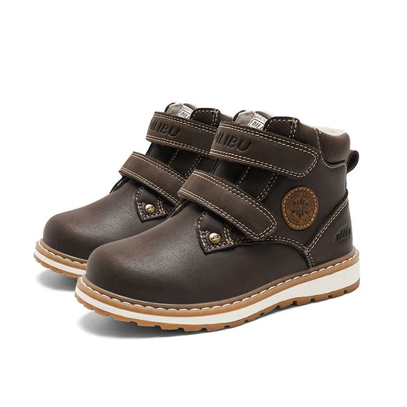 2025 New style boys' boots winter warm thickened and fleece mid-top snow boots for children casual workwear shoes