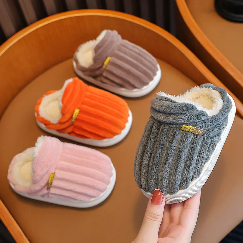 Kids Shoes Winter Outdoor Warm Antiskid Children's Slippers Indoor Furry Comfortable Home Girl Shoes