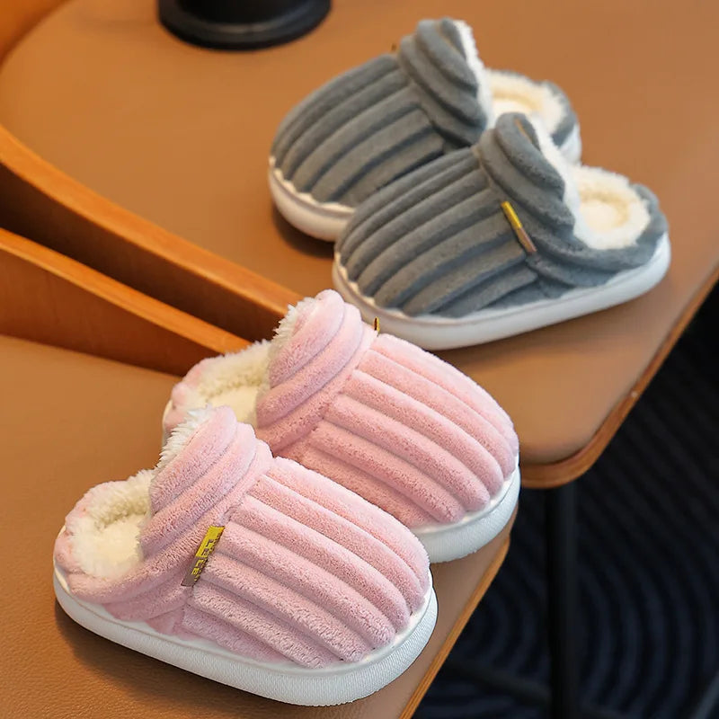 Kids Shoes Winter Outdoor Warm Antiskid Children's Slippers Indoor Furry Comfortable Home Girl Shoes