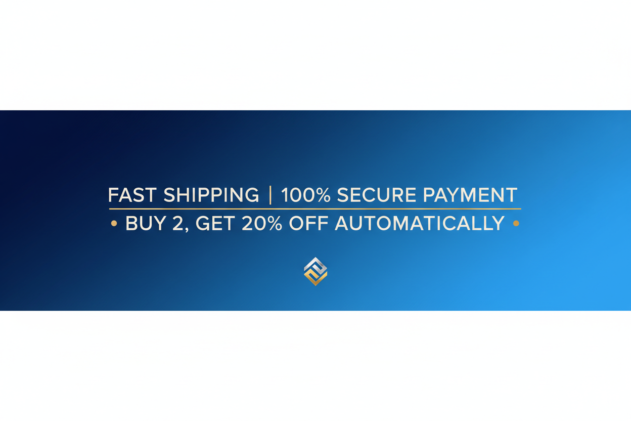 Banner with shipping and promotion in English